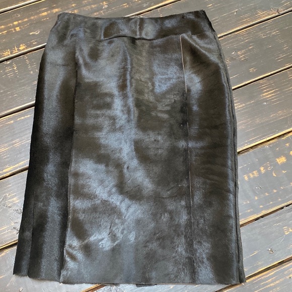 MaxMara Leather & Fur Pencil Skirt